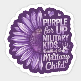 Sunflower Purple Up For Military Kids Military Child Month Floral Support Design Sticker