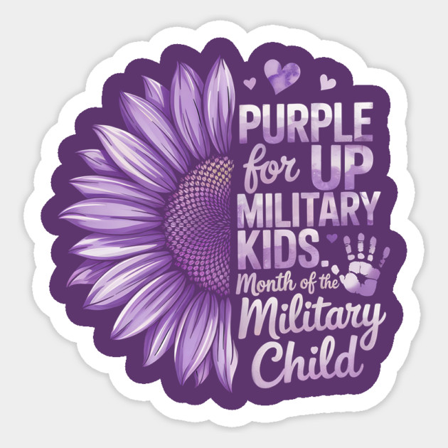 Sunflower Purple Up For Military Kids Military Child Month Floral Support Design Sticker by ArtistTee ⭐⭐⭐⭐⭐