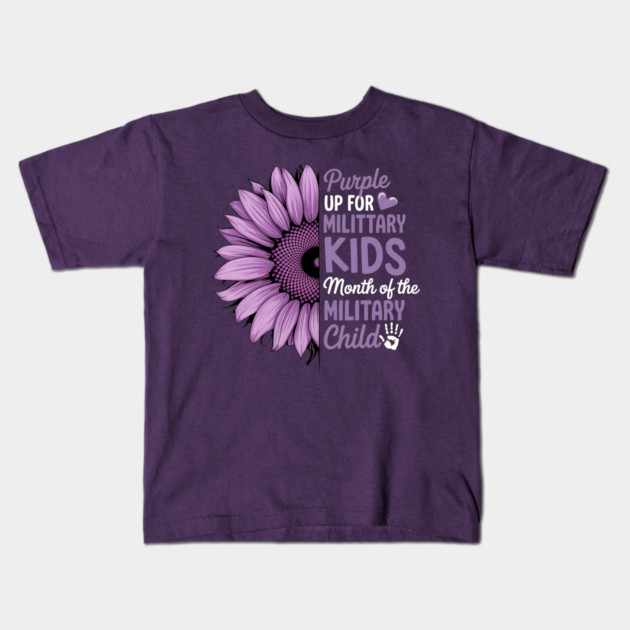 Sunflower-Purple-Up-For-Military-Kids-Military-Child-Month-Floral-Support Kids T-Shirt by ArtistTee ⭐⭐⭐⭐⭐