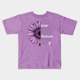 Sunflower-Purple-Up-For-Military-Kids-Military-Child-Month-Floral-Support Kids T-Shirt