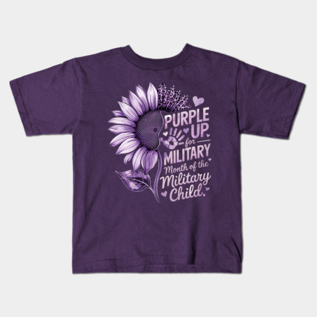 Sunflower Purple Up For Military Kids Military Child Month Kids T-Shirt by ArtistTee ⭐⭐⭐⭐⭐
