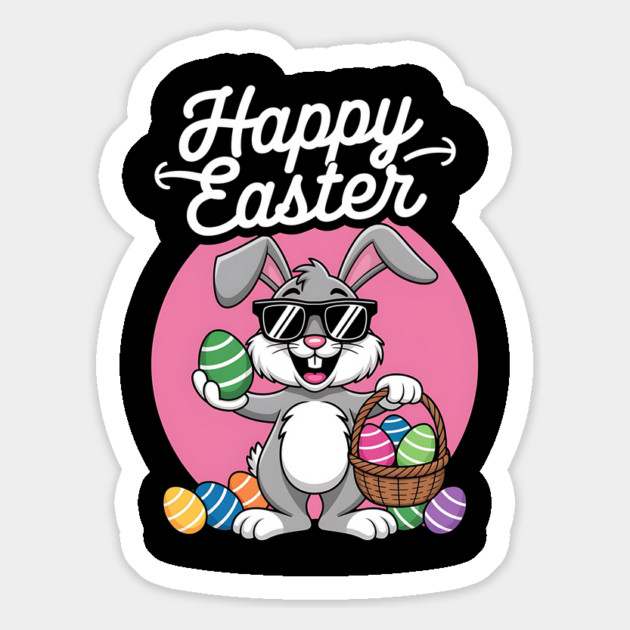 Happy Easter Bunny with Eggs Design Magnet by Designed By Marty
