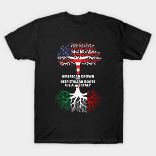 American Grown With Deep Italian Roots Italy Heart USA T-Shirt