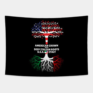 American Grown With Deep Italian Roots Italy Heart USA Tapestry