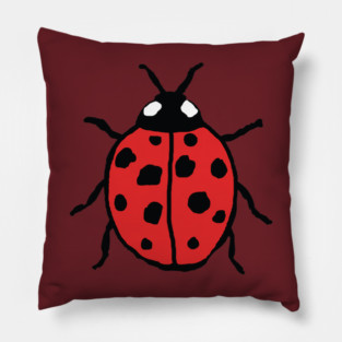 Cute Hand-Drawn Ladybug Pillow
