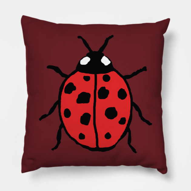 Cute Hand-Drawn Ladybug Pillow by DonWillisJrArt