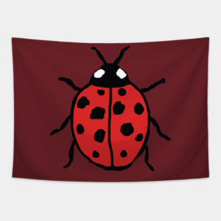 Cute Hand-Drawn Ladybug Tapestry