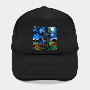 Black Pug Night Hat