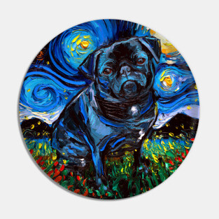 Black Pug Night Pin