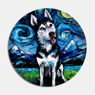 Happy Husky Night Pin