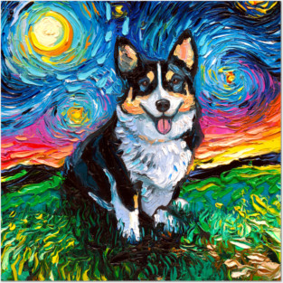 Tri Color Corgi Night Posters and Art