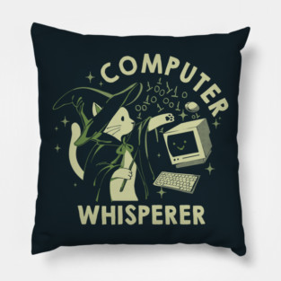 Computer Whisperer Funny Cat by Tobe Fonseca Pillow