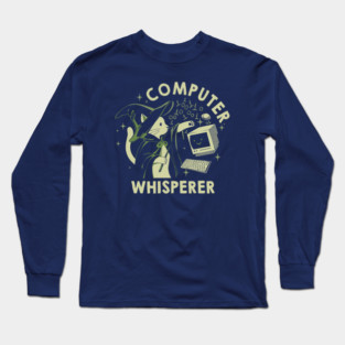 Computer Whisperer Funny Cat by Tobe Fonseca Long Sleeve T-Shirt