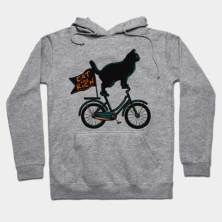 Eat The Rich Cat On A Bicycle Hoodie