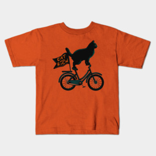 Eat The Rich Cat On A Bicycle Kids T-Shirt
