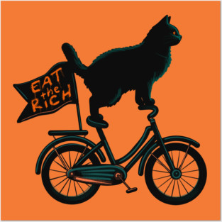 Eat The Rich Cat On A Bicycle Posters and Art