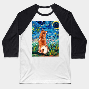 Shiba Inu Night Baseball T-Shirt