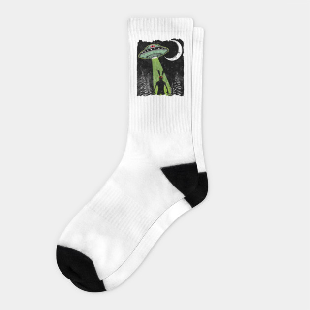 Creepy Alien Bunny Gothic Grunge Horror UFO Invasion Socks by Luxinda