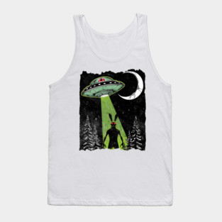 Creepy Alien Bunny Gothic Grunge Horror UFO Invasion Tank Top