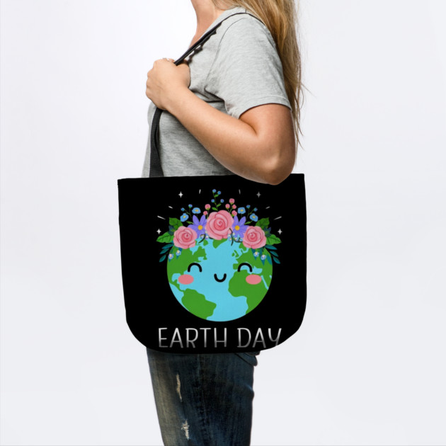 Happy Earth Day, Cute Earth With Floral by Creatifly Graphic Tees
