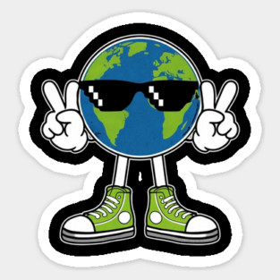 Funny Earth Day Planet Peace Hand Sticker