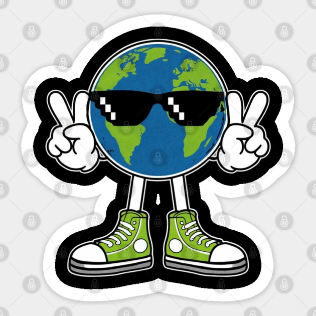 Funny Earth Day Planet Peace Hand Sticker by Creatifly Graphic Tees