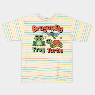 Subtle Political Humor Frog Dragonfly Turtle – Funny Animal Cartoon Design Kids T-Shirt