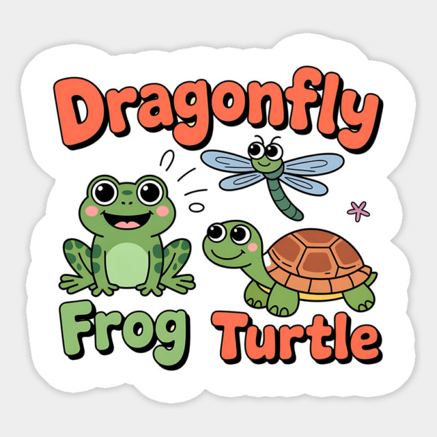 Subtle Political Humor Frog Dragonfly Turtle – Funny Animal Cartoon Design Magnet by ArtistTee ⭐⭐⭐⭐⭐