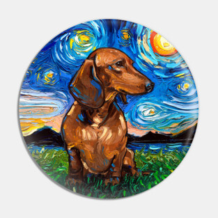 Brown Short Hair Dachshund Night Pin