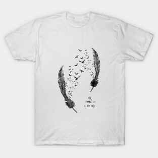 Birds feather, feather, bird wall art, birds with feather, watercolor birds, watercolor feather, birds feather quote, motivational quotes T-Shirt