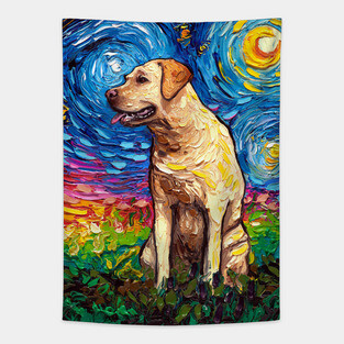 Yellow Labrador Night 2 Tapestry