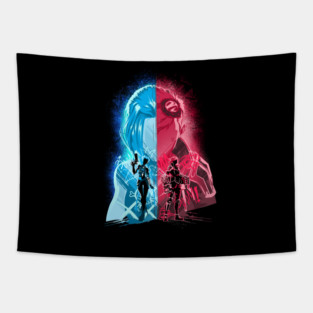 heartsteel Blue and Red Tapestry