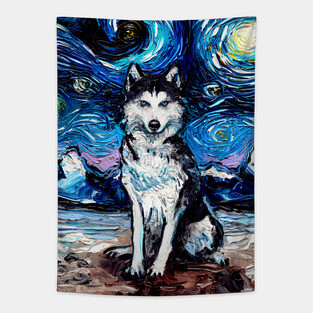 Husky Night Tapestry