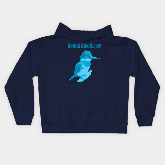 Belted Kingfisher – Bold Blue Bird Art Kids Hoodie by DonWillisJrArt