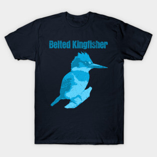 Belted Kingfisher – Bold Blue Bird Art T-Shirt