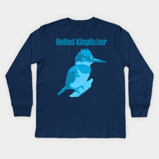 Belted Kingfisher – Bold Blue Bird Art Kids Long Sleeve T-Shirt