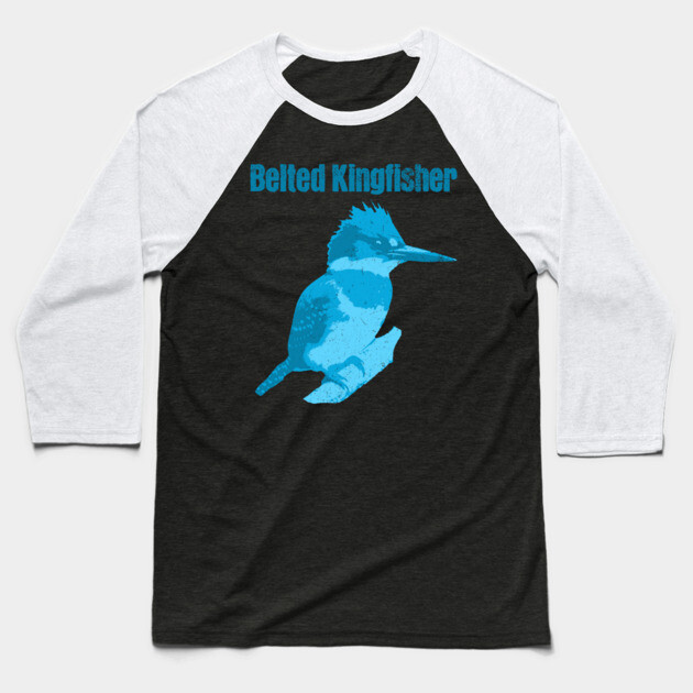Belted Kingfisher – Bold Blue Bird Art Baseball T-Shirt by DonWillisJrArt