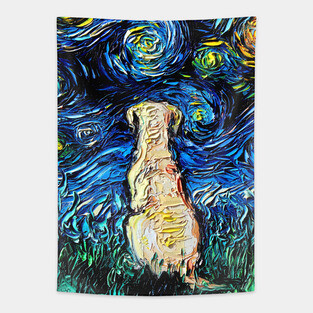 Yellow Labrador Night Tapestry