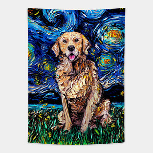 Golden Retriever Night Tapestry