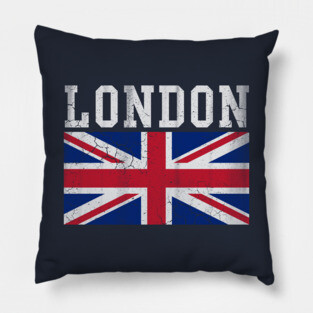 London England Union Jack Vintage Pillow