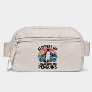Retro Penguin Design, Flippers Up Stand With Penguins, Funny Animal Humor, Vintage Penguin Graphic, Support Wildlife, Stand with Penguins Bag