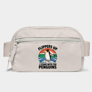 Flippers Up Stand With Penguins - Funny Animal Humor, Vintage Penguin Graphic - Support Wildlife - Stand with Penguins Bag