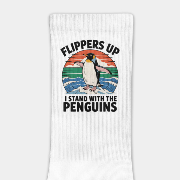 Flippers Up Stand With Penguins - Funny Animal Humor, Vintage Penguin Graphic - Support Wildlife - Stand with Penguins by ArtistTee ⭐⭐⭐⭐⭐