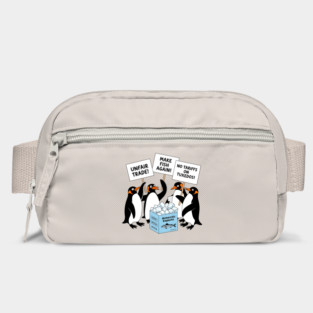 Funny Penguins Protest Against Tariffs-Sarcastic Penguin Graphic-Political Humor-Penguins Holding Signs-Animal Protest Design Bag