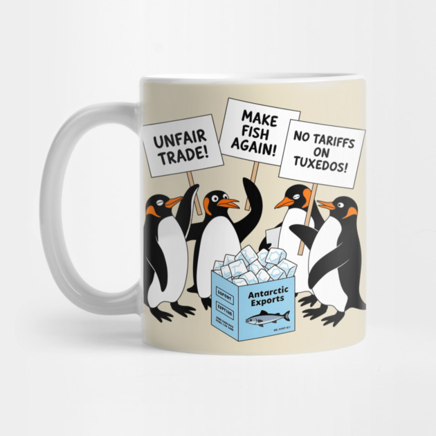 Funny Penguins Protest Against Tariffs-Sarcastic Penguin Graphic-Political Humor-Penguins Holding Signs-Animal Protest Design by ArtistTee ⭐⭐⭐⭐⭐