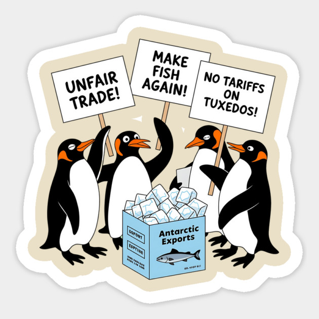 Funny Penguins Protest Against Tariffs-Sarcastic Penguin Graphic-Political Humor-Penguins Holding Signs-Animal Protest Design Magnet by ArtistTee ⭐⭐⭐⭐⭐