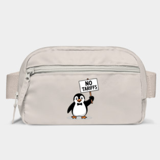 Funny Penguin Protest NO TARIFFS, Cute Penguin Holding Sign, Sarcastic Political Meme, Penguin Tax Protest, Animal Humor Design Bag