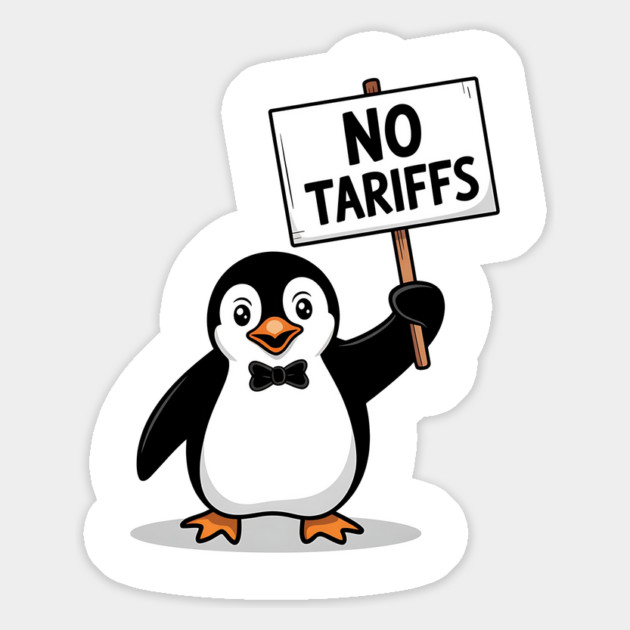 Funny Penguin Protest NO TARIFFS, Cute Penguin Holding Sign, Sarcastic Political Meme, Penguin Tax Protest, Animal Humor Design Magnet by ArtistTee ⭐⭐⭐⭐⭐