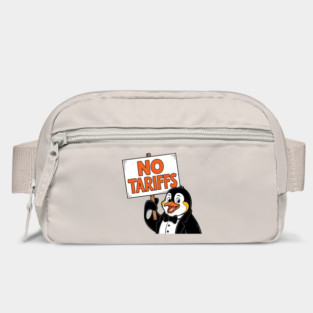 Funny Penguin Protest NO TARIFFS-Cute Penguin Holding Sign-Sarcastic Political Meme-Penguin Tax Protest Bag