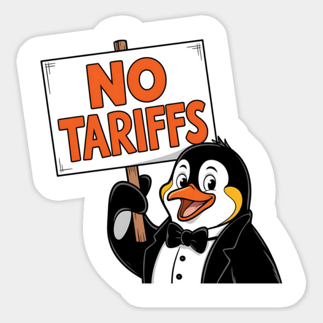 Funny Penguin Protest NO TARIFFS-Cute Penguin Holding Sign-Sarcastic Political Meme-Penguin Tax Protest Magnet by ArtistTee ⭐⭐⭐⭐⭐
